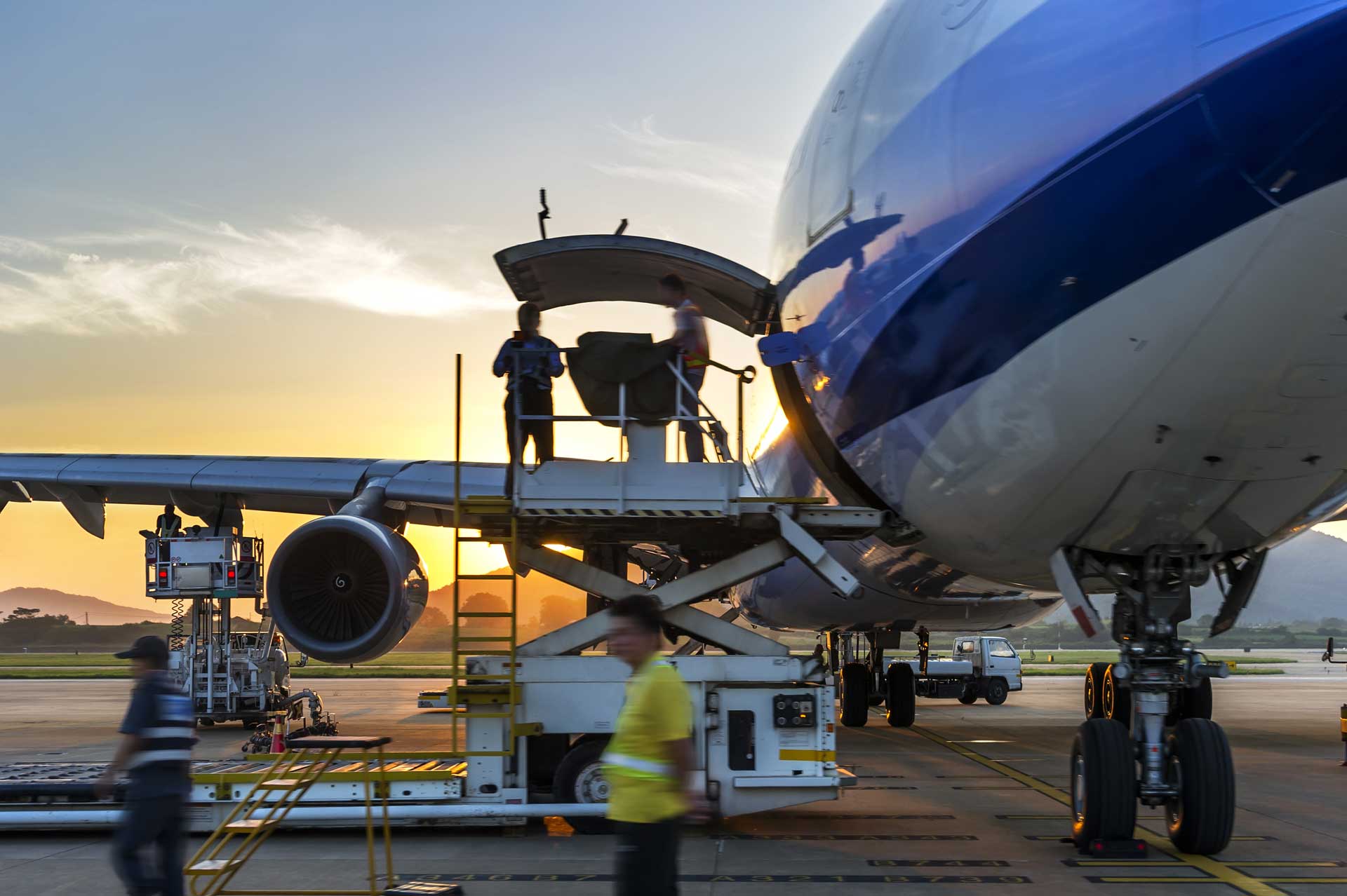 freight being loaded onto a jumbo jet